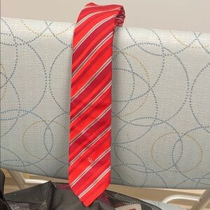 Dior Vibrant Red and White Striped Tie